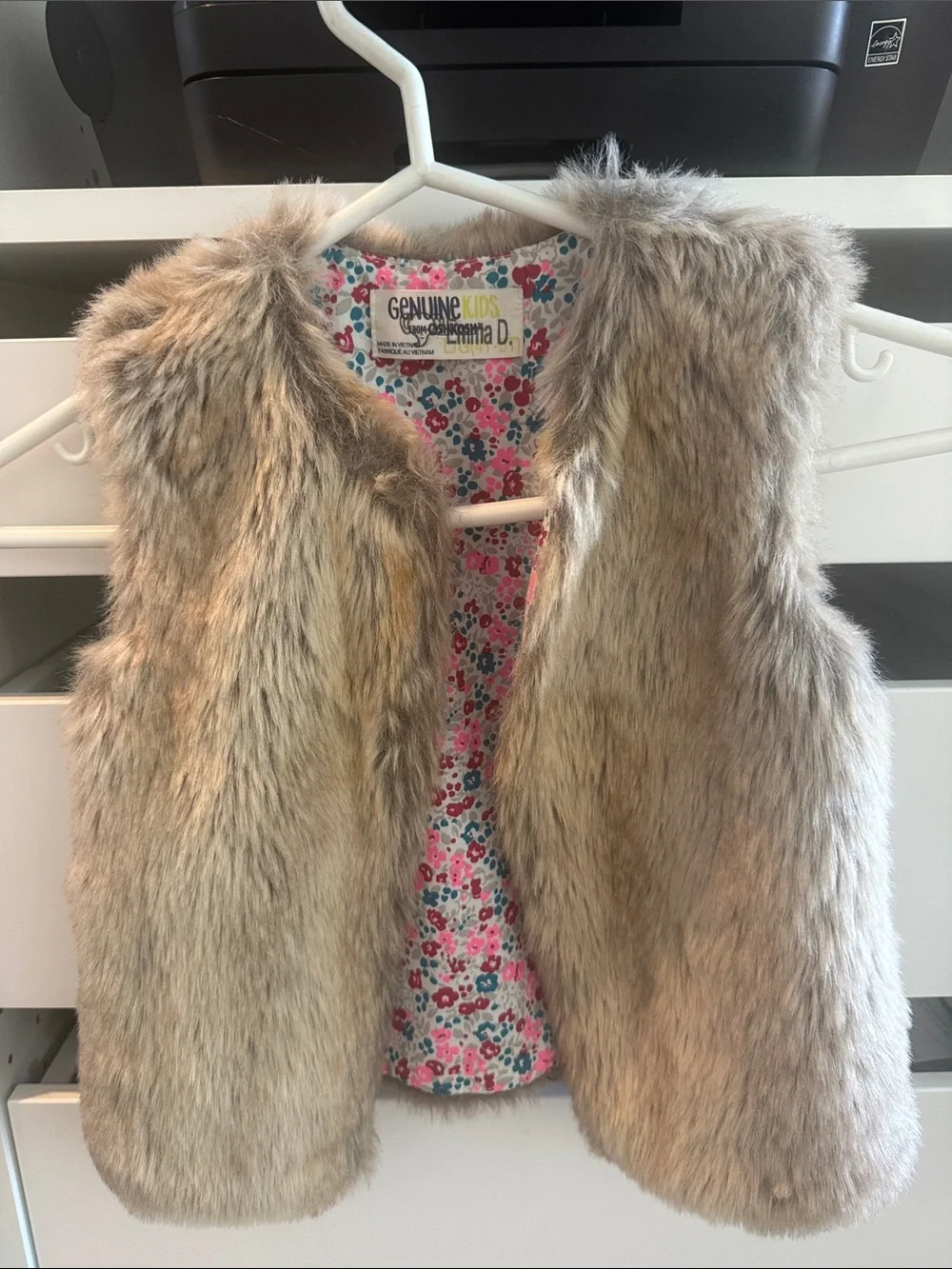 Genuine Kids by OshKosh Girls Faux Fur Vest - Beige